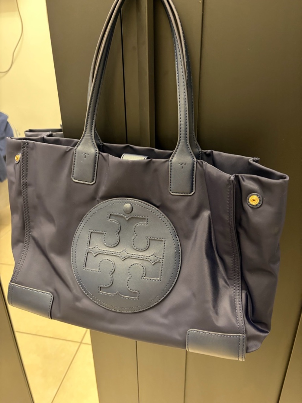 Tory Burch Navy Logo Nylon Tote